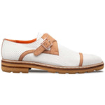 Mezlan Alari Perforated Nubuck Monk Strap Bone / Cognac (21534)