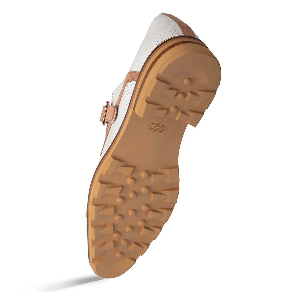 Mezlan Alari Perforated Nubuck Monk Strap Bone / Cognac (21534)