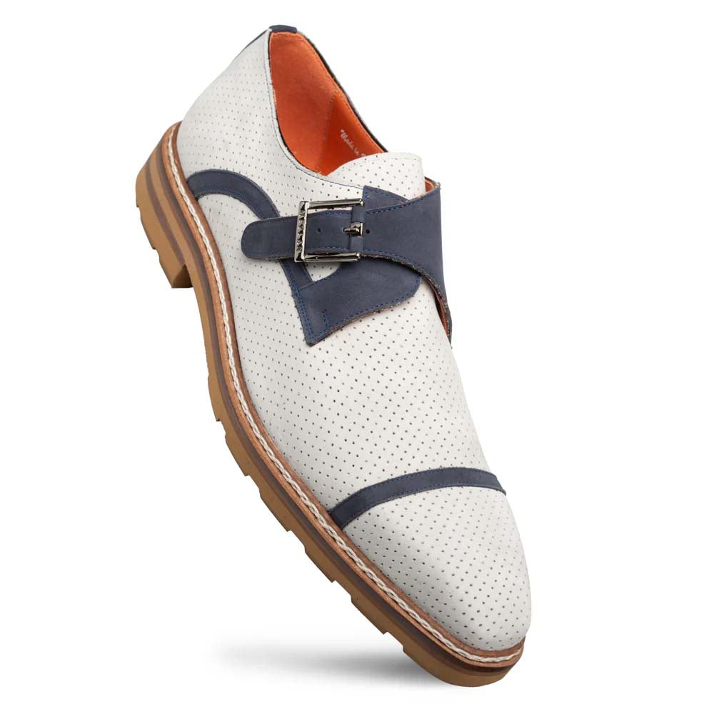 Mezlan Alari Perforated Nubuck Monk Strap Grey / Blue (21534)
