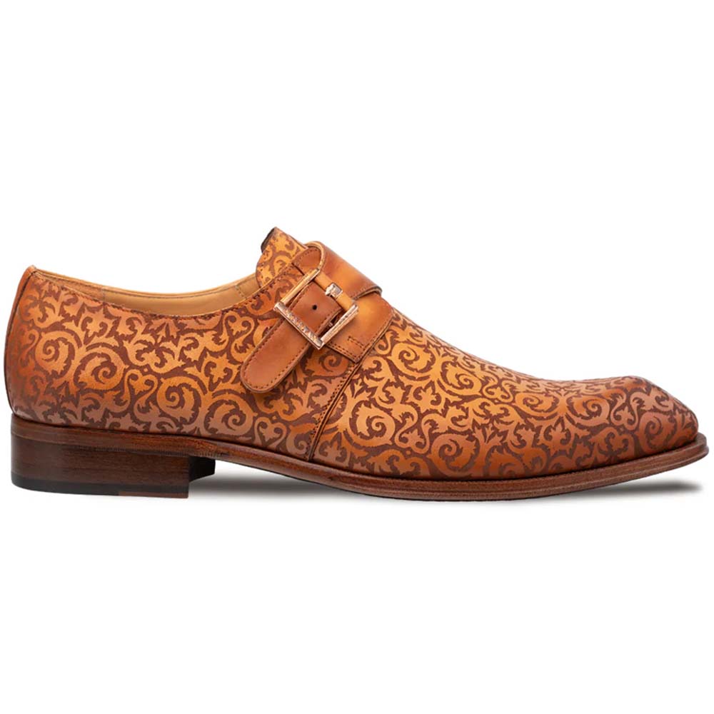 Mezlan Soria Laser-Print Monk Strap Camel (21554)
