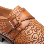 Mezlan Soria Laser-Print Monk Strap Camel (21554)