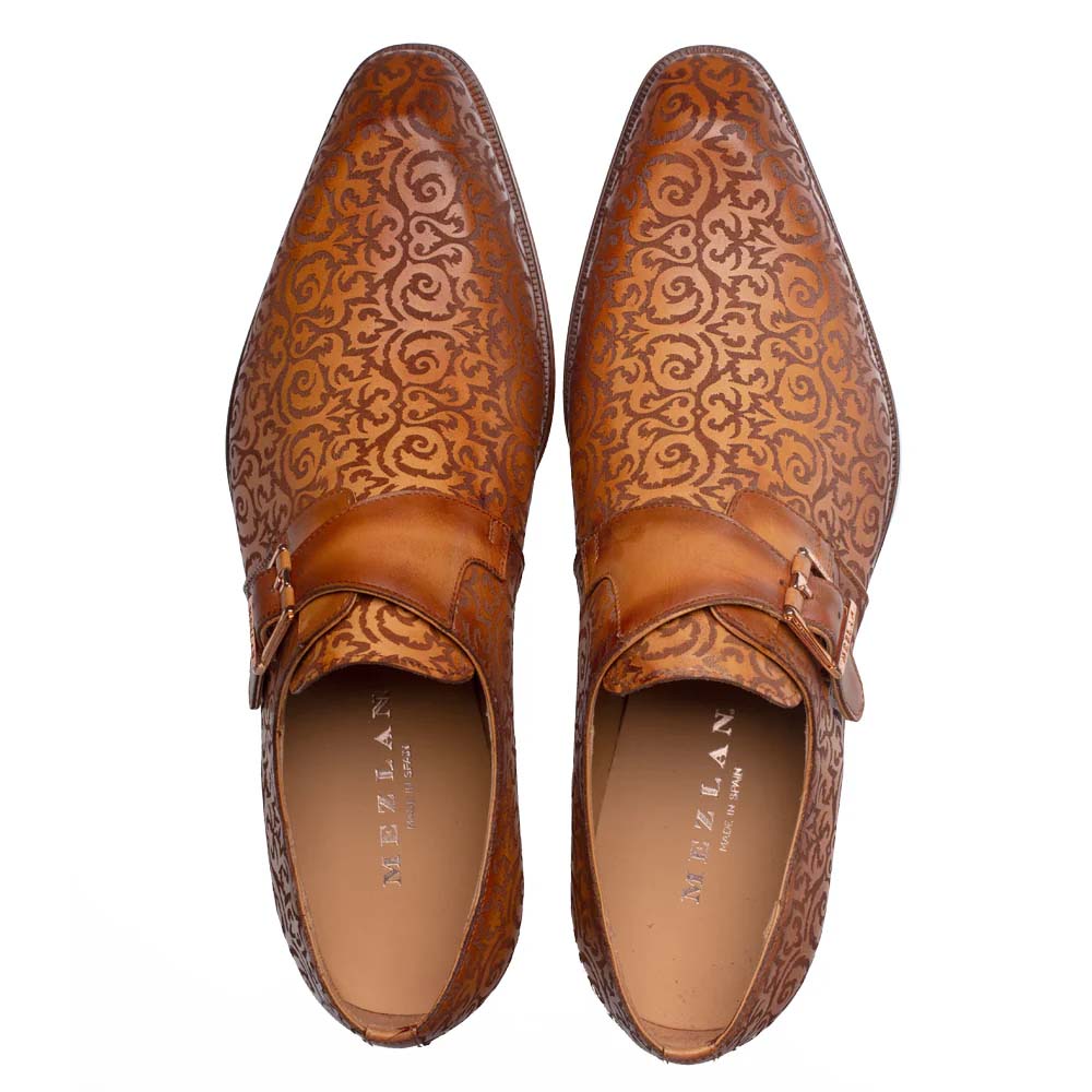 Mezlan Soria Laser-Print Monk Strap Camel (21554)