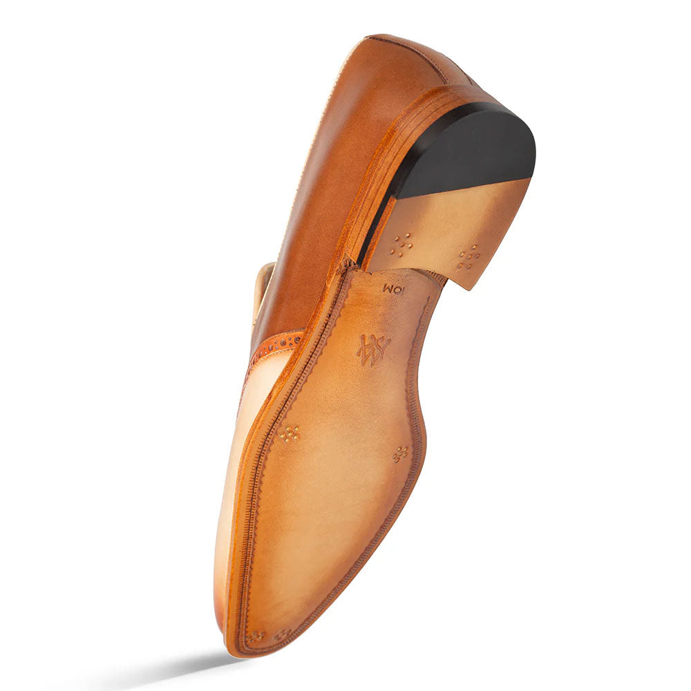 Mezlan Jucar Two-Tone Tassel Loafer Bone / Chocolate (21589)