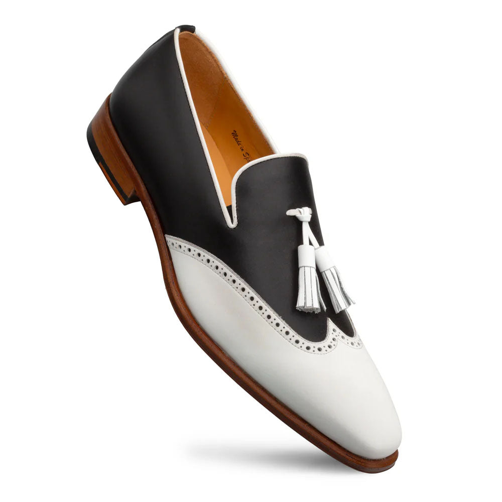 Mezlan Jucar Two-Tone Tassel Loafer Black / White (21589)