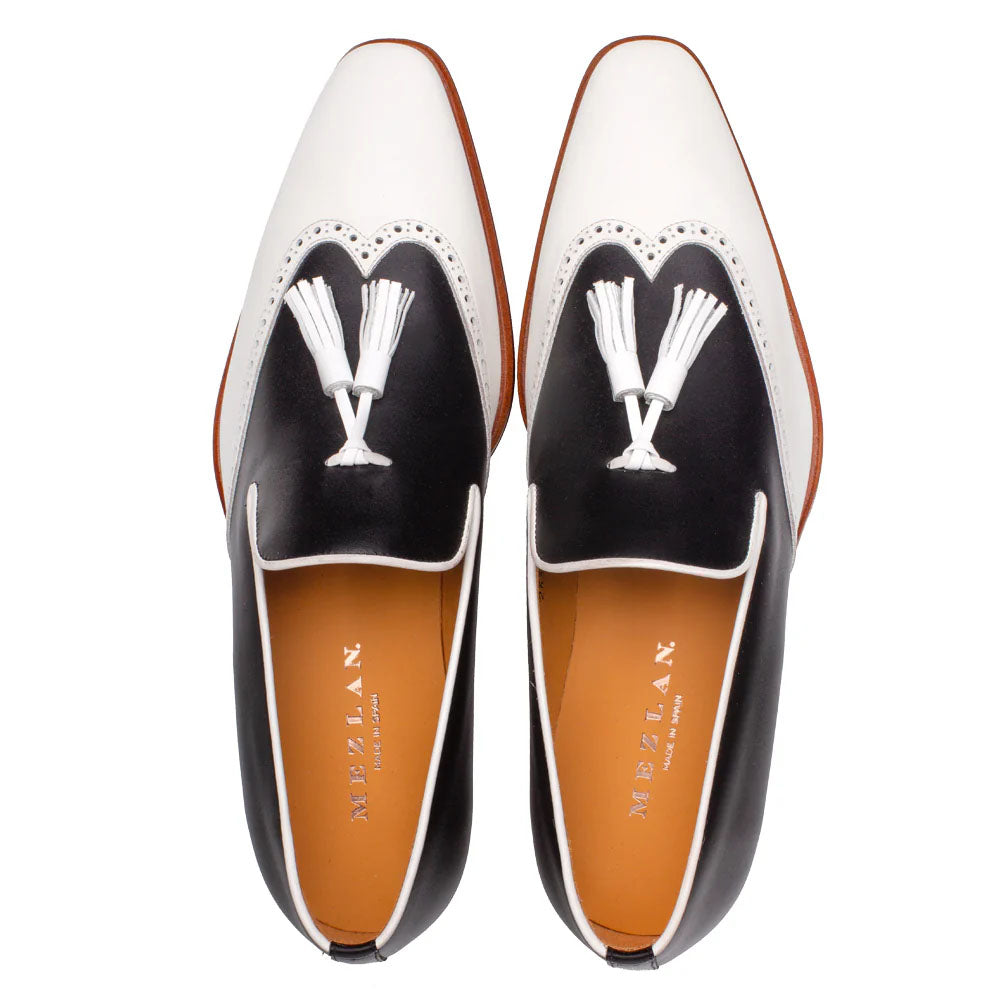 Mezlan Jucar Two-Tone Tassel Loafer Black / White (21589)