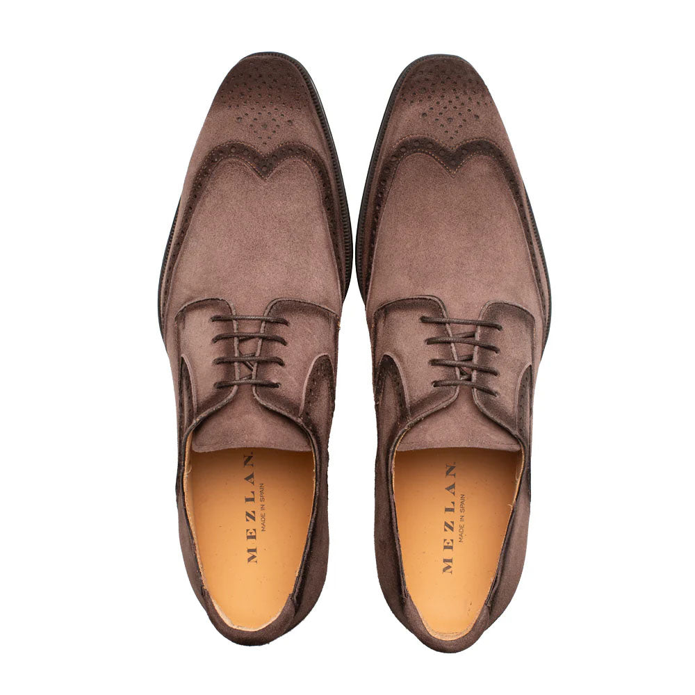 Mezlan Benante Suede Wing Tip Derby Brown (21715)