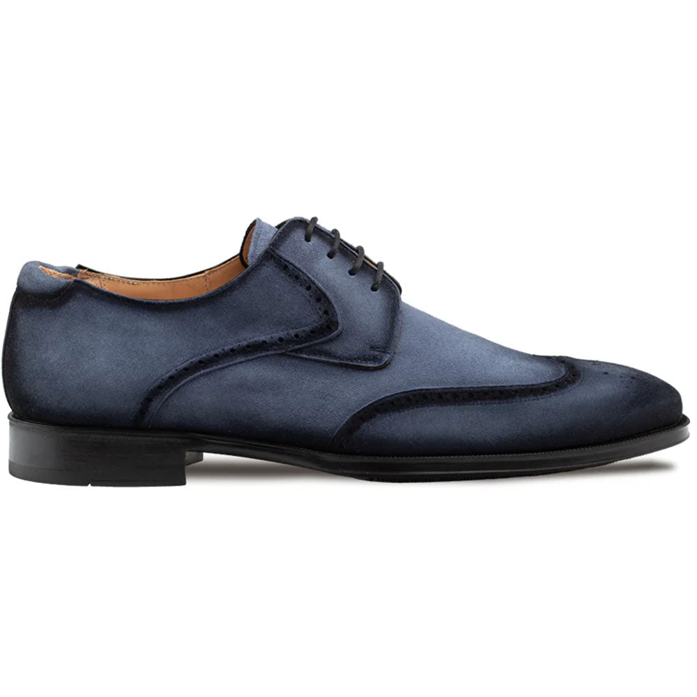 Mezlan Benante Suede Wing Tip Derby Navy