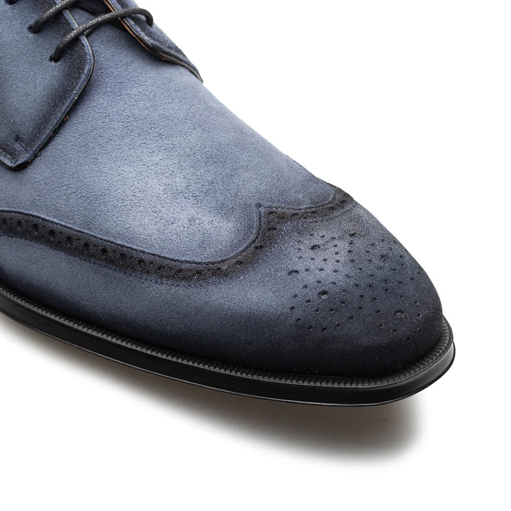 Mezlan Benante Suede Wing Tip Derby Navy (21715)