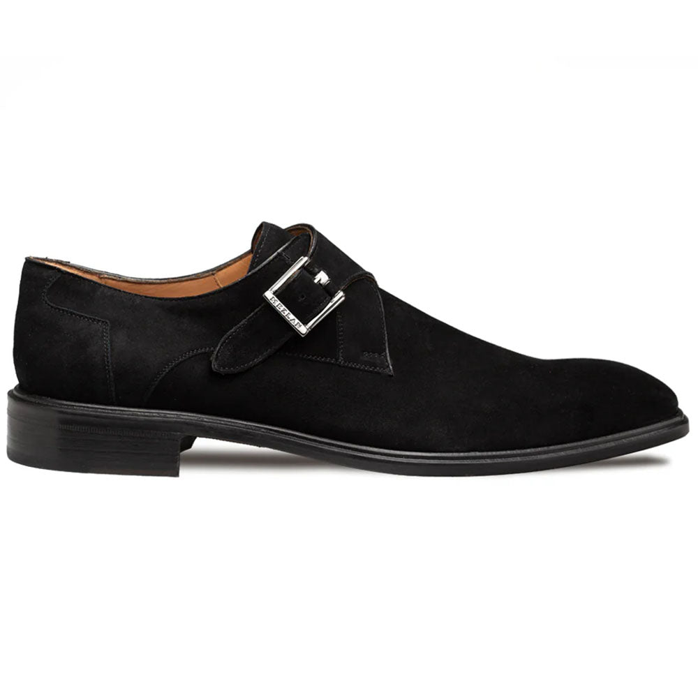 Mezlan Albini Suede Monk Strap Black