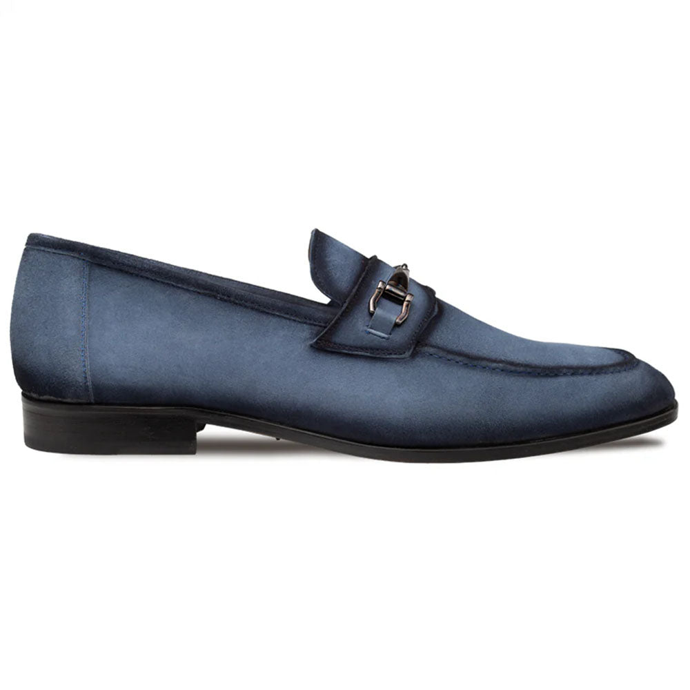 Mezlan Bracco Suede Ornament Loafer Blue