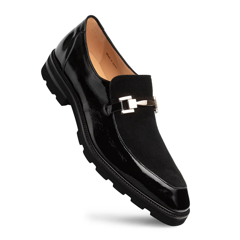 Mezlan Valone Hi-Shine & Suede Lug Slip-On Black (21763)