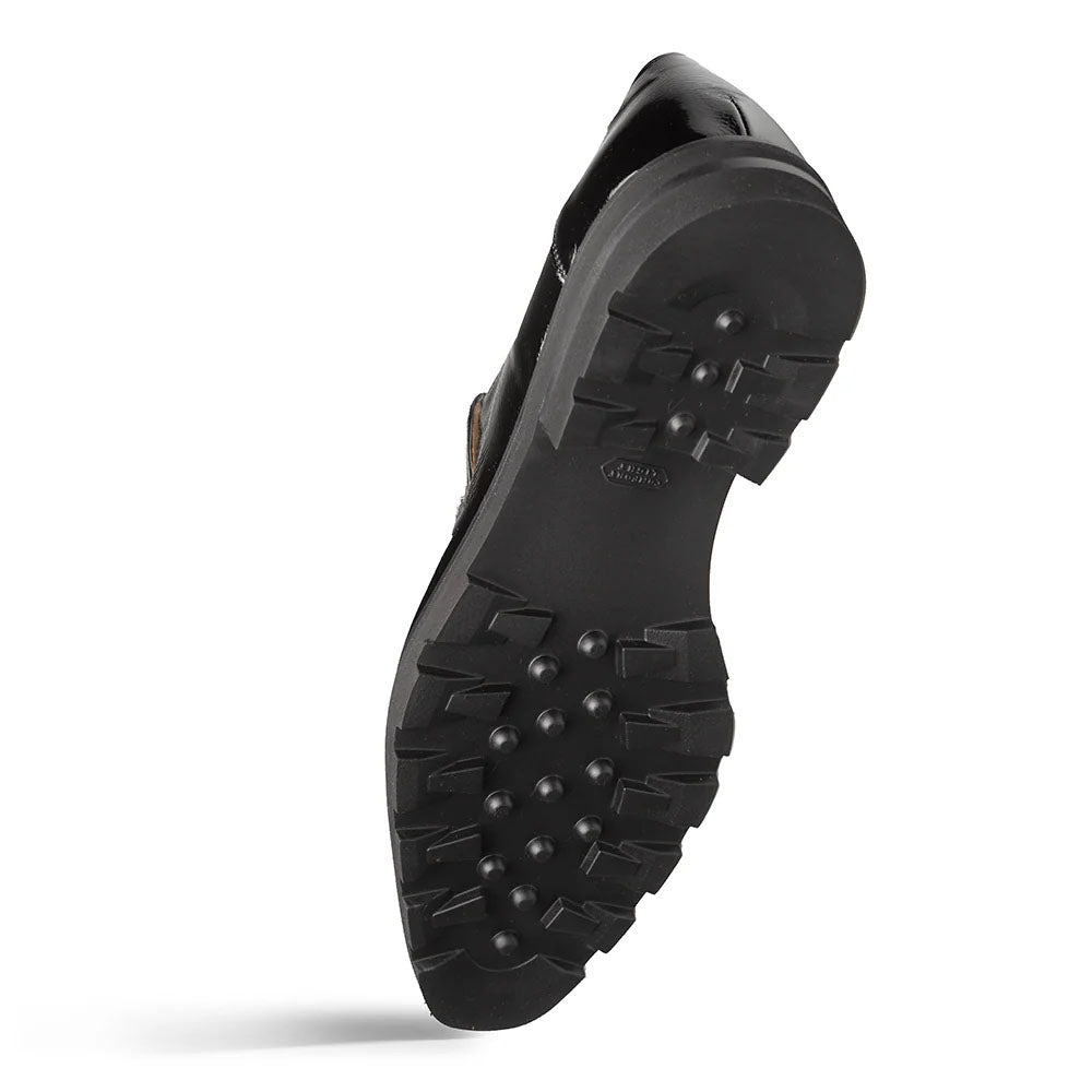 Mezlan Valone Hi-Shine & Suede Lug Slip-On Black (21763)