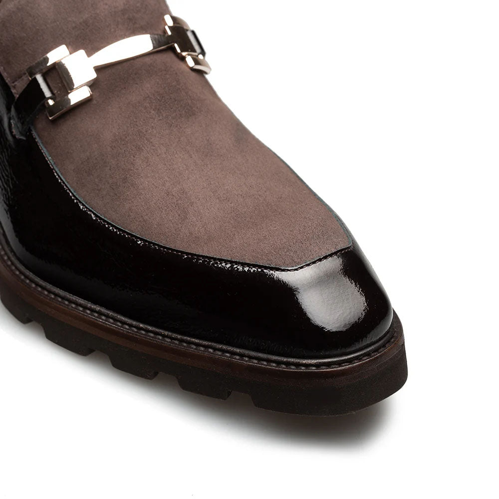 Mezlan Valone Hi-Shine & Suede Lug Slip-On Brown (21763)