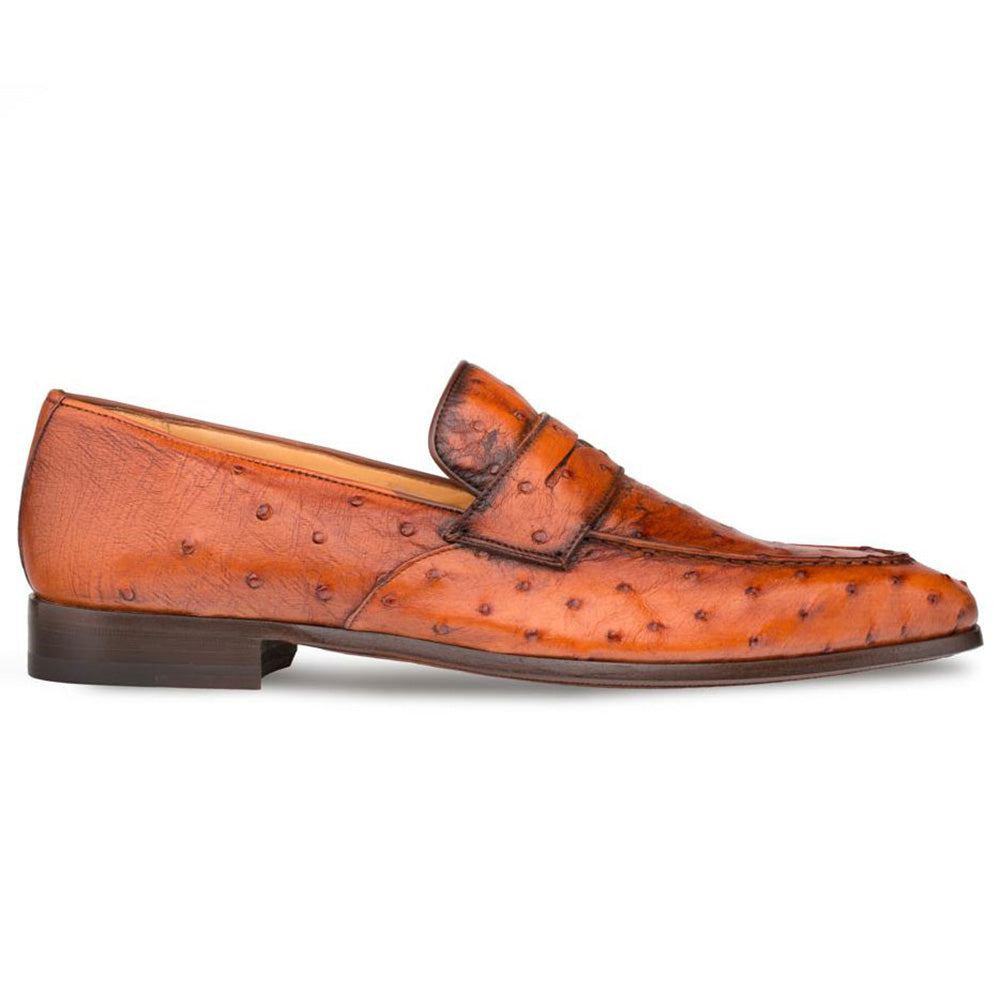 Mezlan Lisbon Ostrich Quill Penny Loafers Brandy (4561-S)
