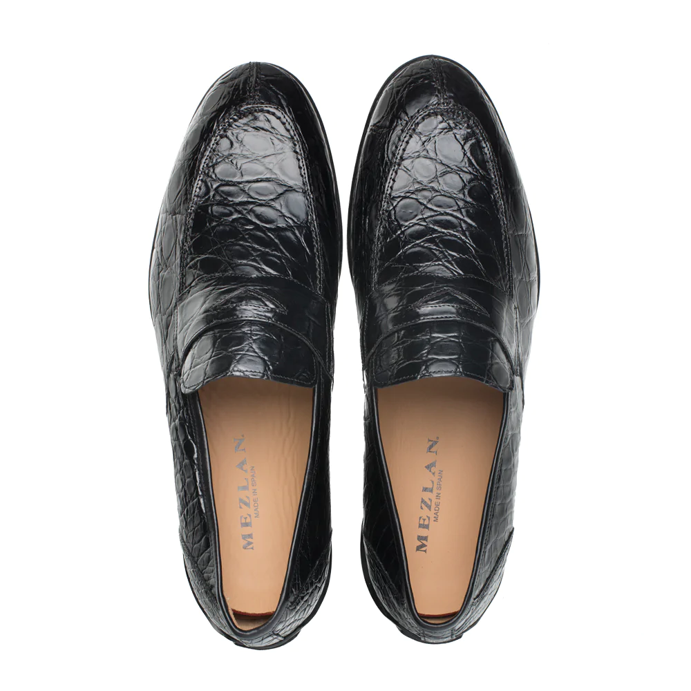 Mezlan Crocodile Driving Shoes Black (RX4874-C)