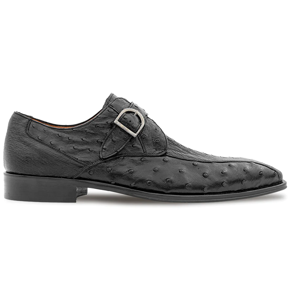Mezlan Ostrich Monk Strap Black