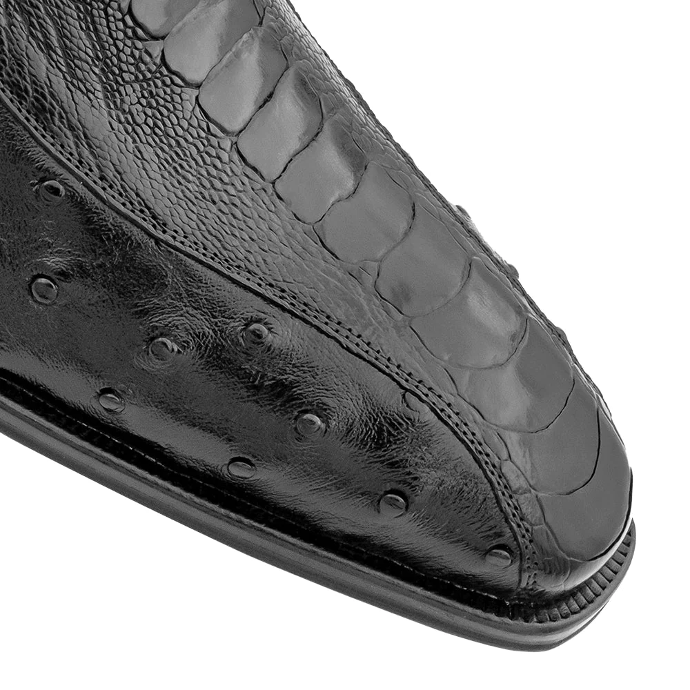 Mezlan Ostrich Monk Strap Black (4905-PS)