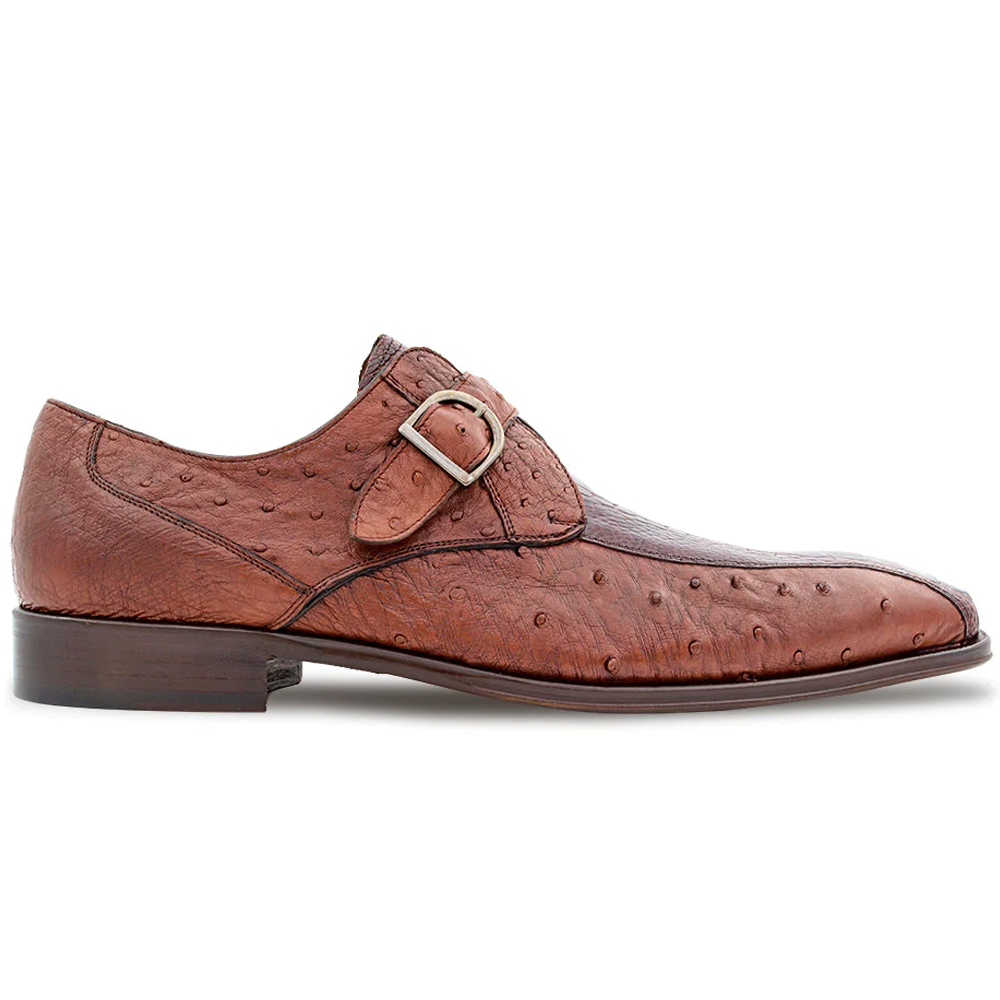 Mezlan Ostrich Monk Strap Brown