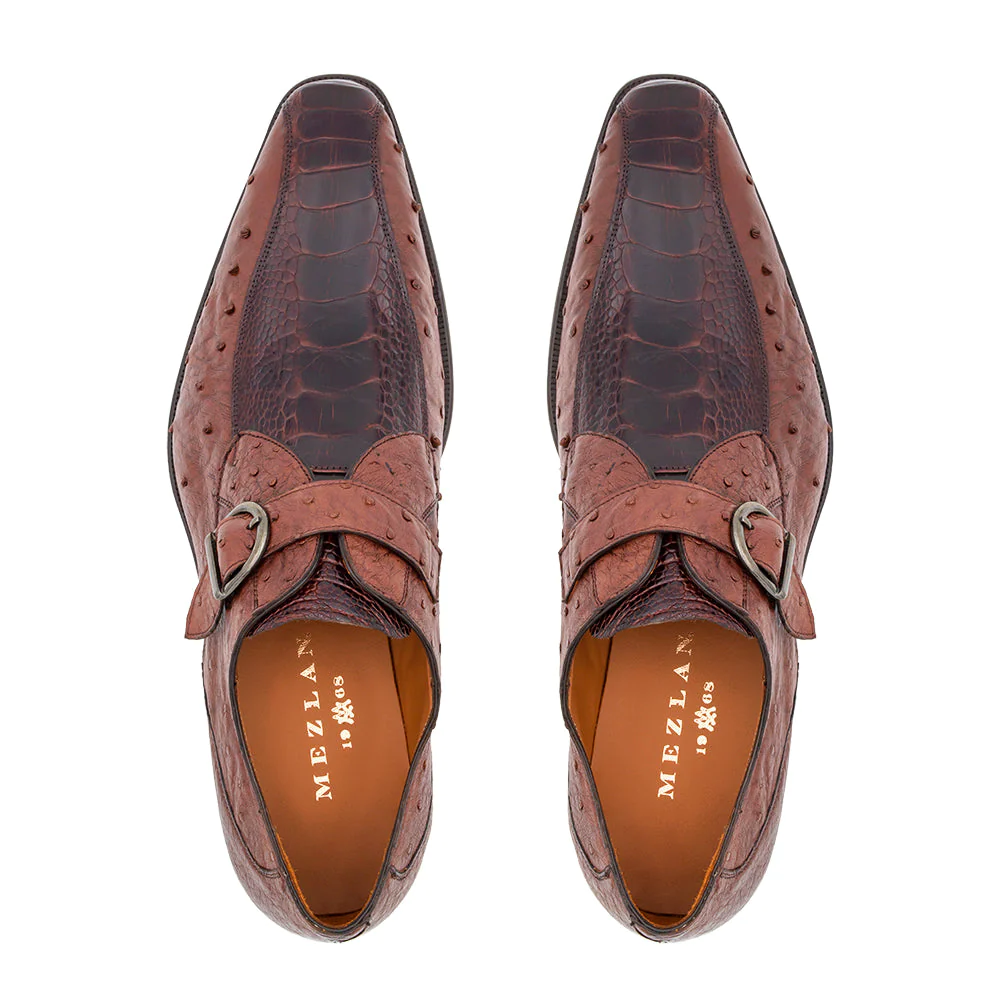 Mezlan Ostrich Monk Strap Brown (4905-PS)