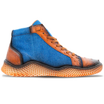 Mezlan Ostrich / Denim Hi-Top Sneaker Brandy / Jean