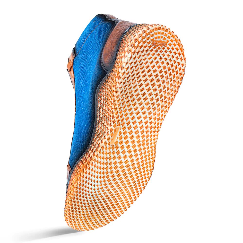 Mezlan Ostrich / Denim Hi-Top Sneaker Brandy / Jean (AX4925-S)