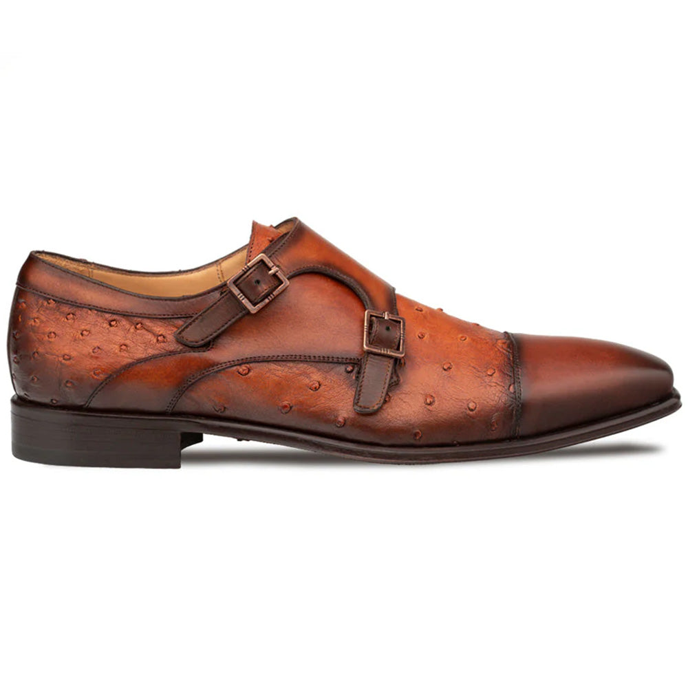 Mezlan Calf & Ostrich Double Monk Brandy (SX4943-S)