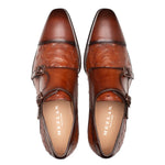 Mezlan Calf & Ostrich Double Monk Brandy (SX4943-S)