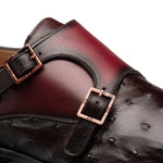 Mezlan Calf & Ostrich Double Monk Burgundy (SX4943-S)