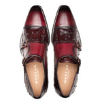 Mezlan Calf & Ostrich Double Monk Burgundy (SX4943-S)