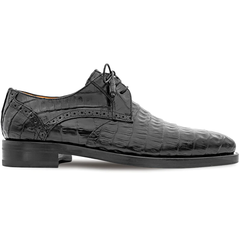 Mezlan Golfo Plain Toe Crocodile Derby Black (4967-F)