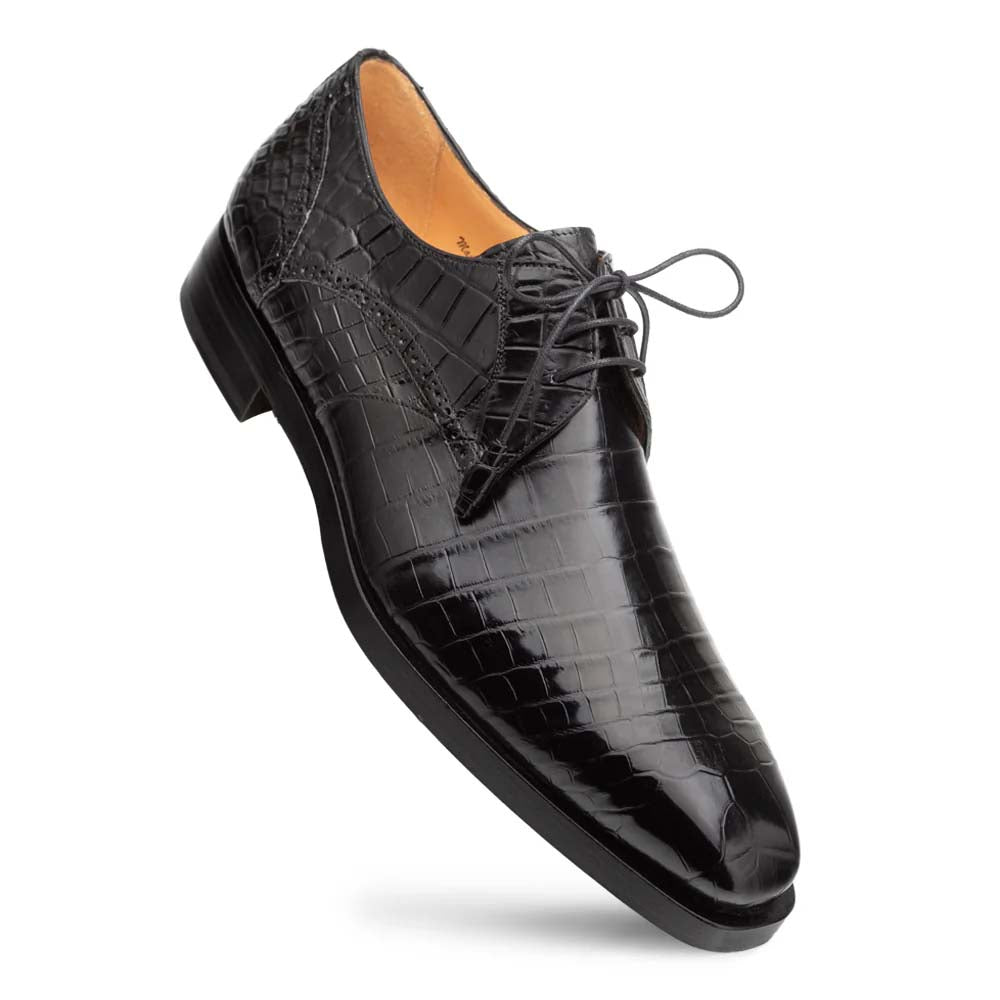 Mezlan Plain Toe Alligator Lace-Up Black (EX4967-J)