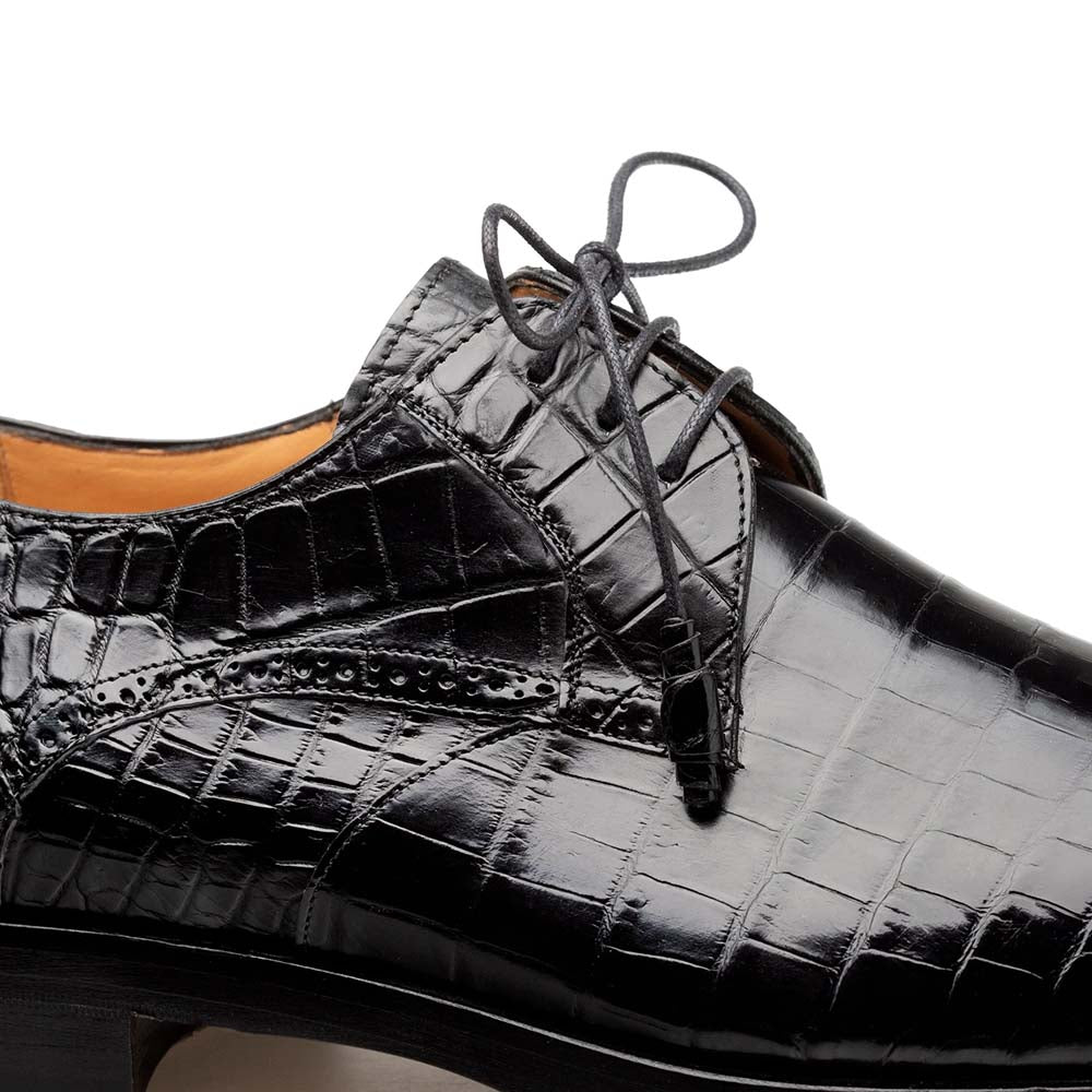 Mezlan Plain Toe Alligator Lace-Up Black (EX4967-J)