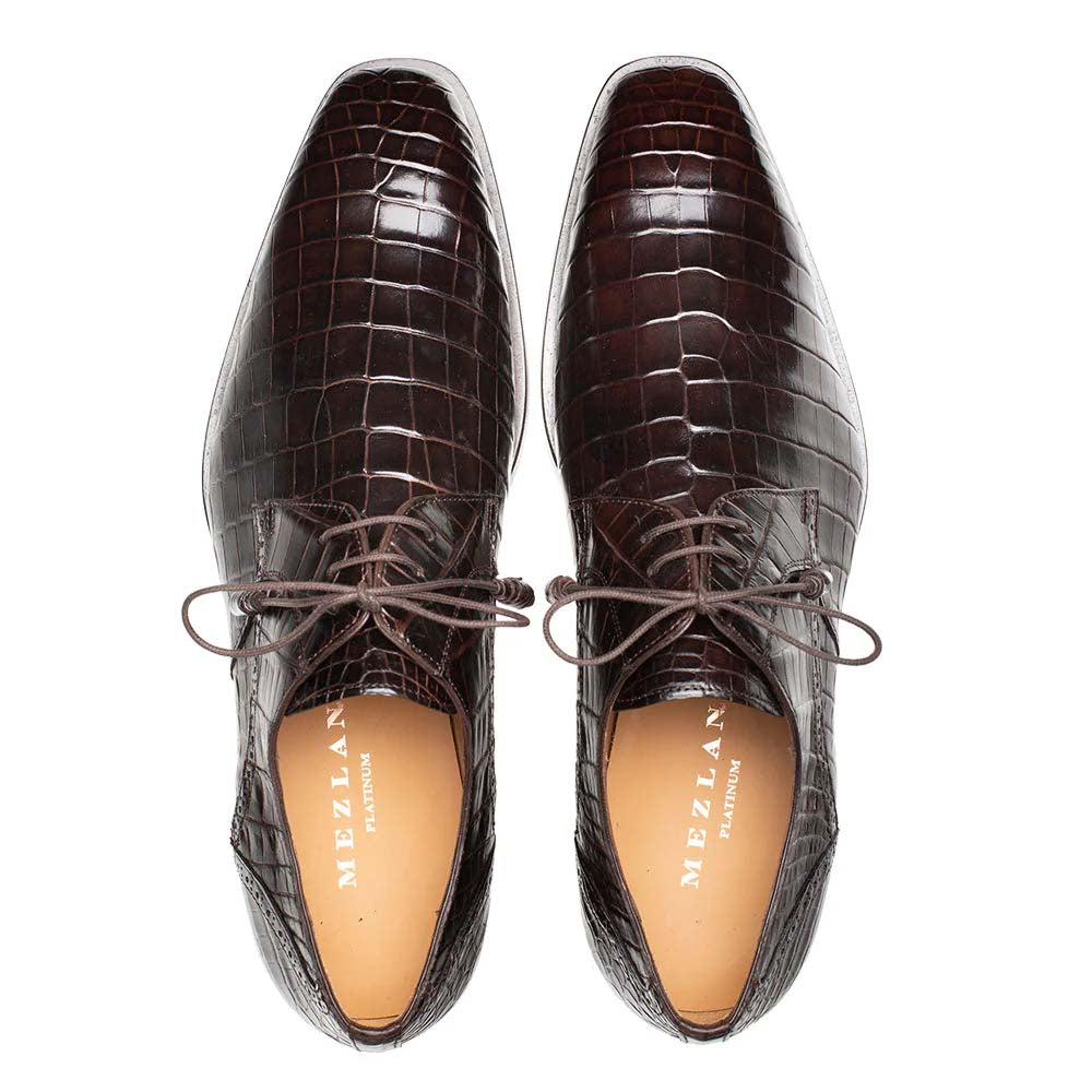 Mezlan Plain Toe Alligator Lace-Up Brown (EX4967-J)