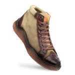 Mezlan Militare Ostrich / Suede Hi-Top Sneaker Brown / Green (4987-S)