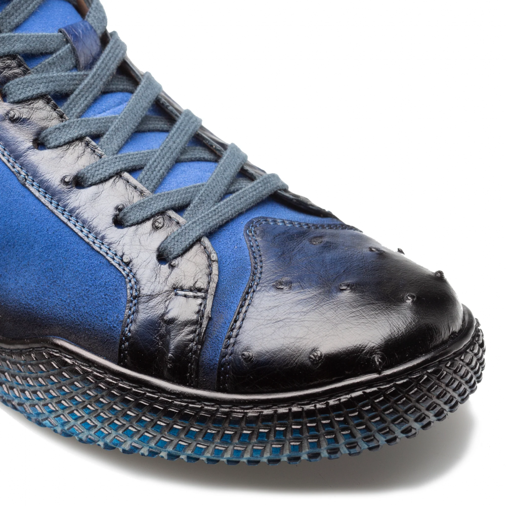 Mezlan Militare Ostrich / Suede Hi-Top Sneaker Jean / Cobalt (4987-S)