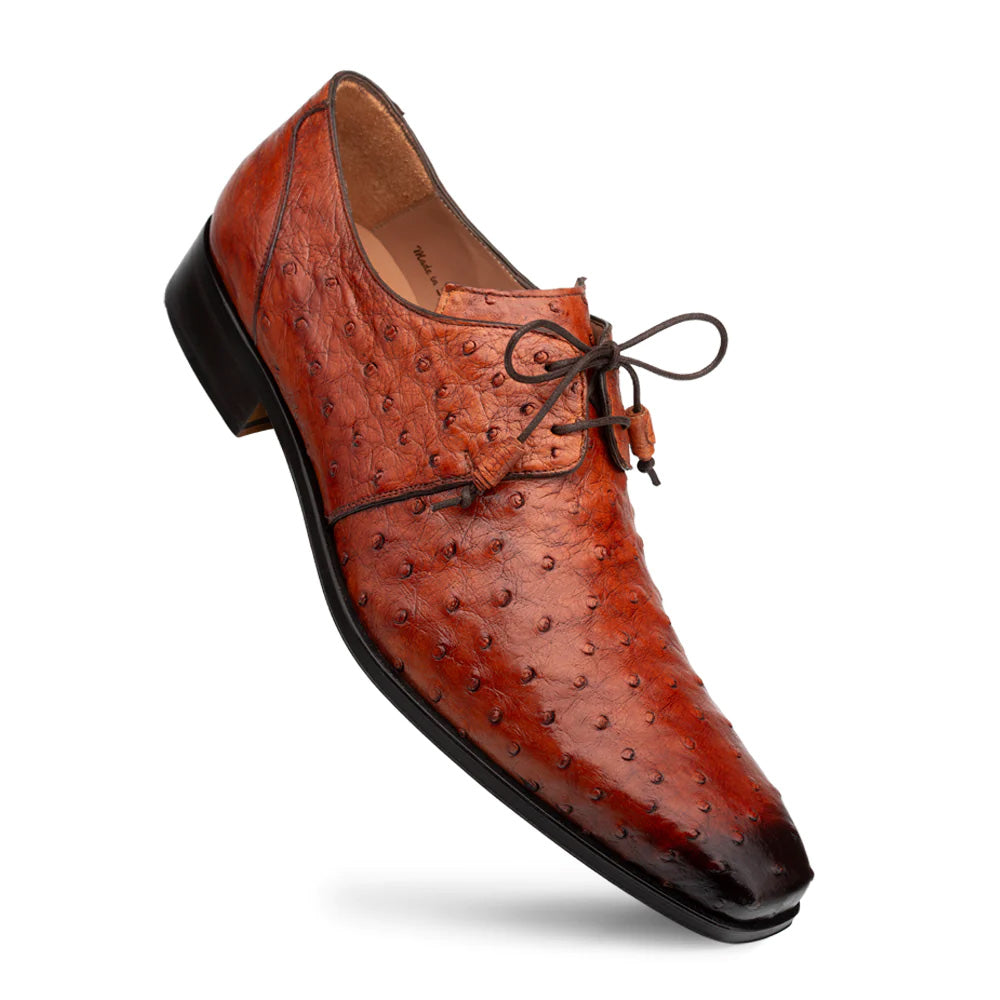 Mezlan Plain Toe Ostrich Lace Up Brandy (SX50018-S)