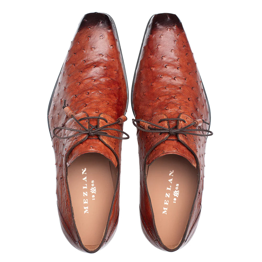 Mezlan Plain Toe Ostrich Lace Up Brandy (SX50018-S)