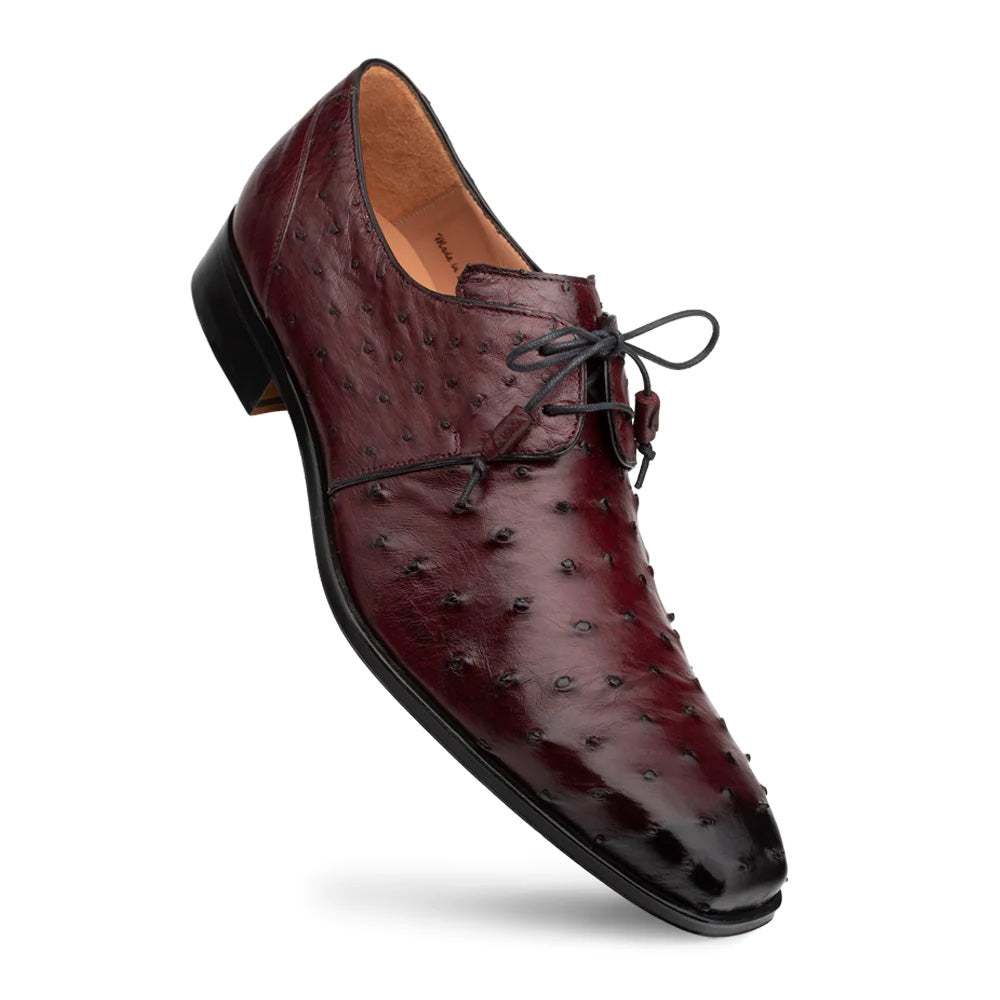 Mezlan Plain Toe Ostrich Lace Up Burgundy (SX50018-S)