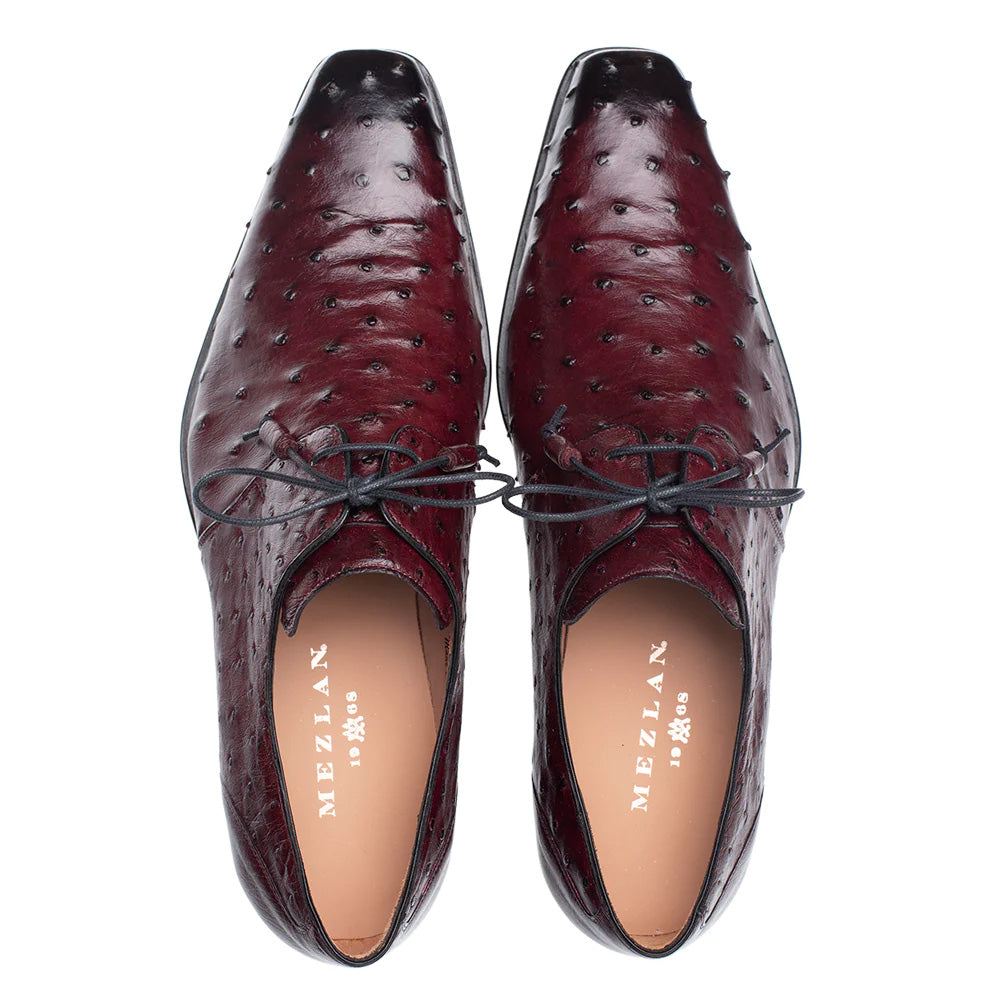 Mezlan Plain Toe Ostrich Lace Up Burgundy (SX50018-S)