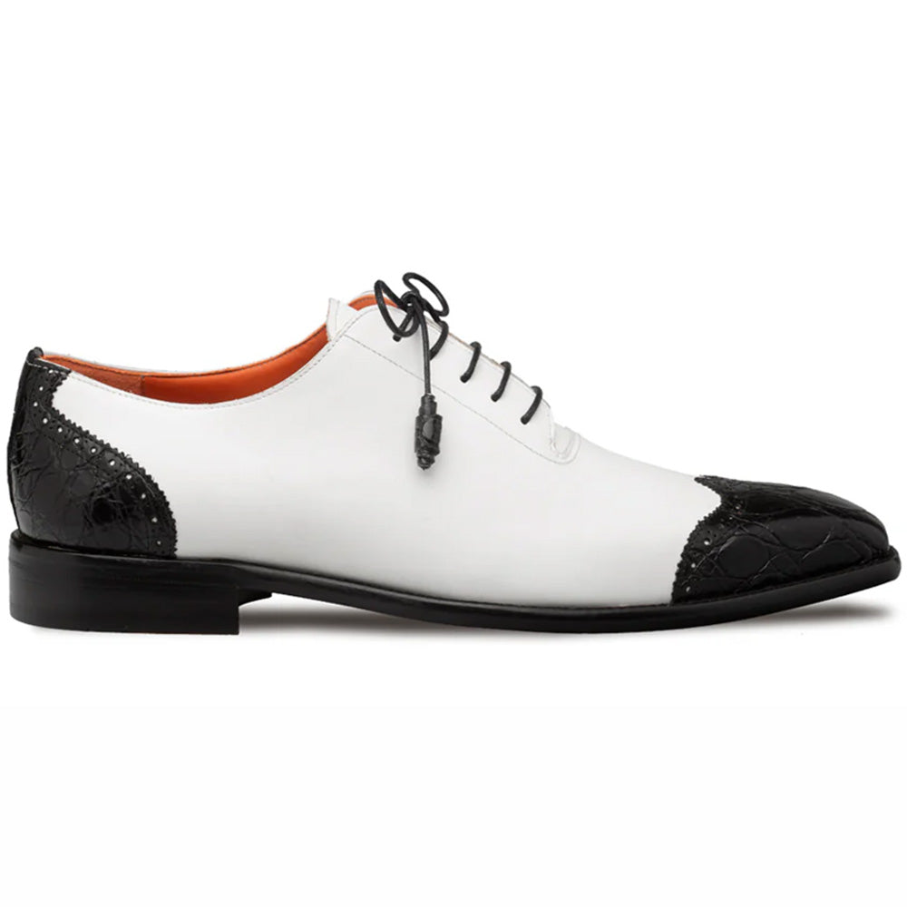 Mezlan Two-Tone Croc Wingtip Oxford Black / White (SX50023-C)