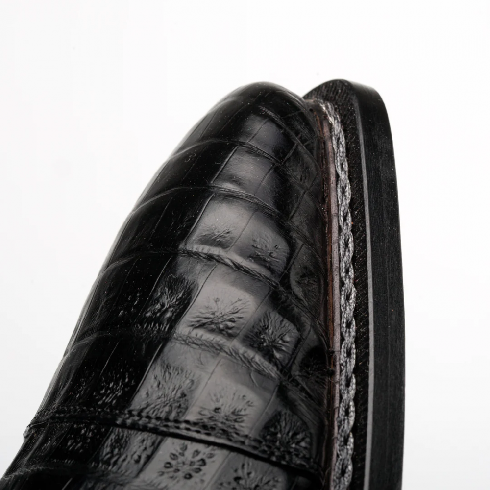 Mezlan Giovane Fuscus Crocodile Cap Toe Derby Black (50032-F)