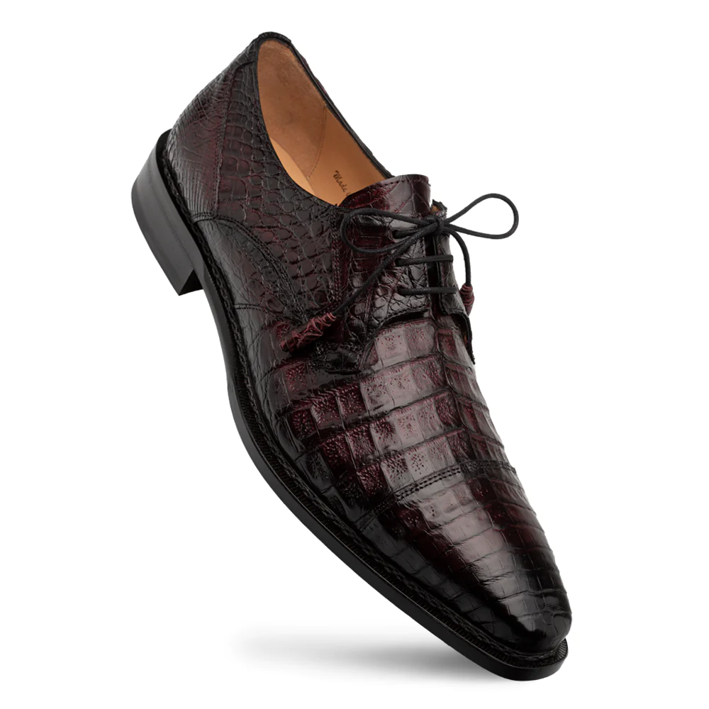 Mezlan Giovane Fuscus Crocodile Cap Toe Derby Burgundy (50032-F)