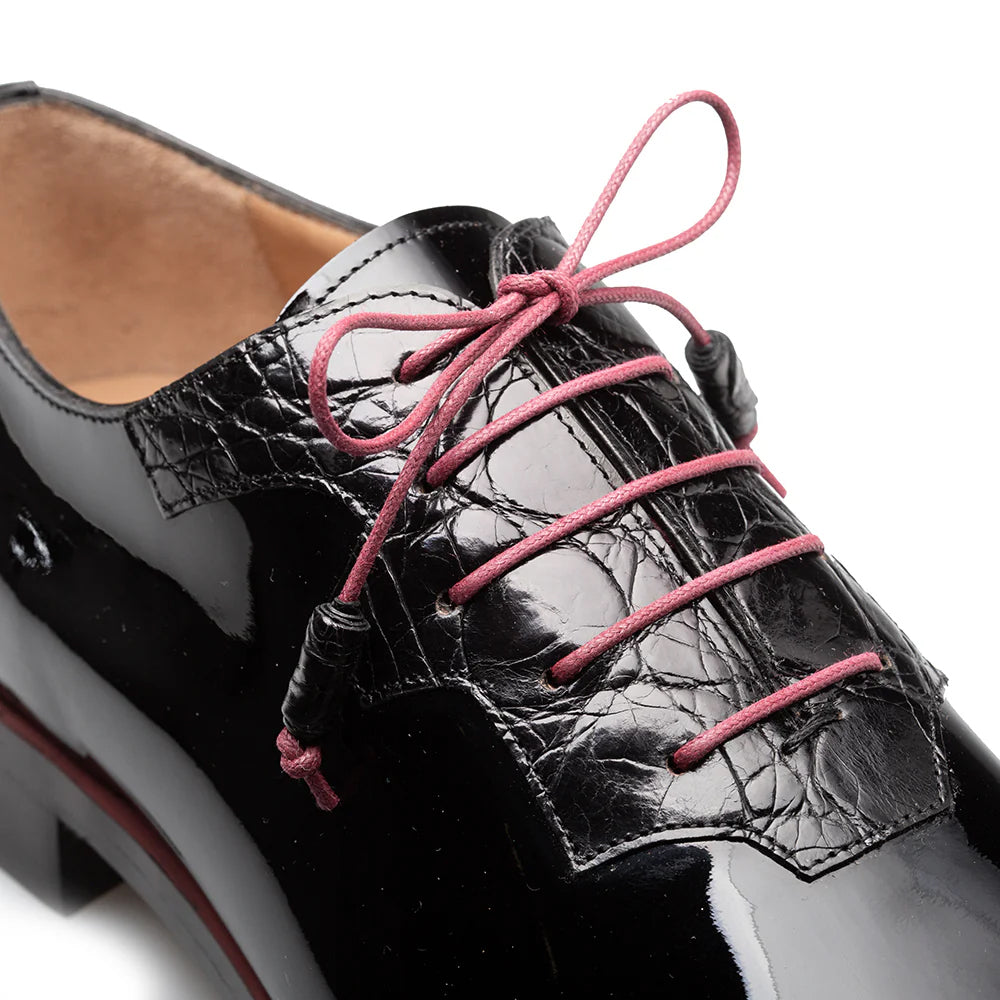 Mezlan Asymmetrical Hi-Shine / Crocodile Oxfords Black (EX4967-J)