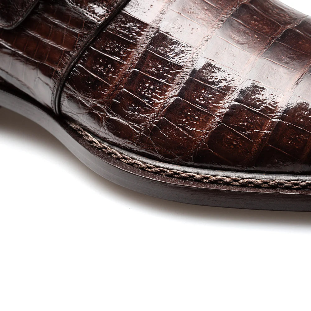 Mezlan Gigolo Crocodile Monk Strap Brown (50056-F)