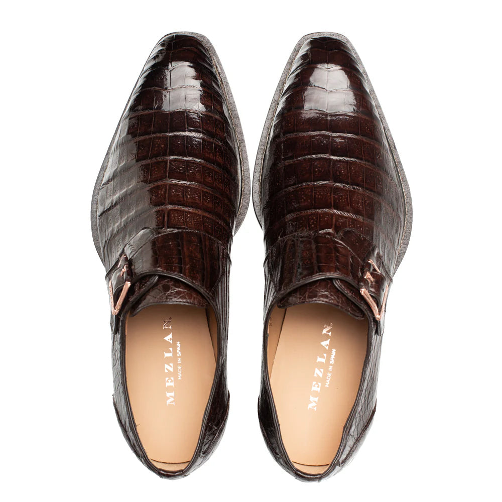 Mezlan Gigolo Crocodile Monk Strap Brown (50056-F)