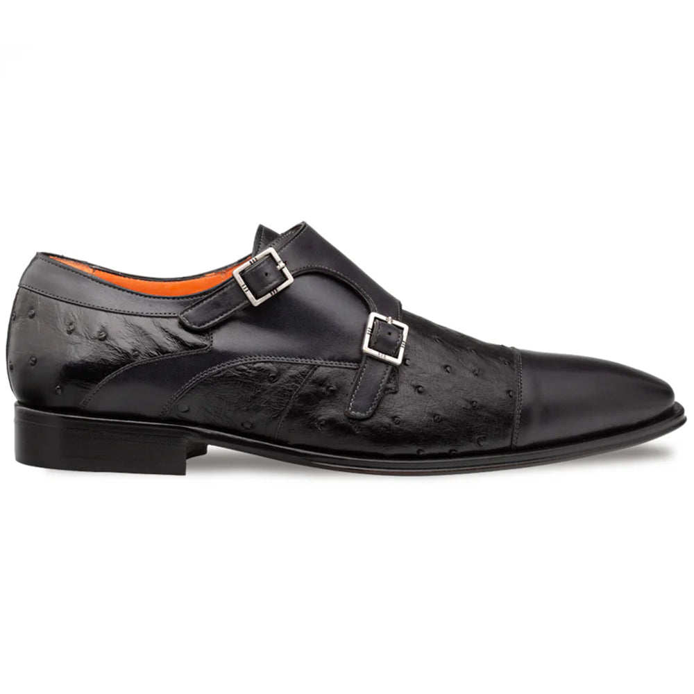 Mezlan Calf & Ostrich Double Monk Black (SX4943-S)