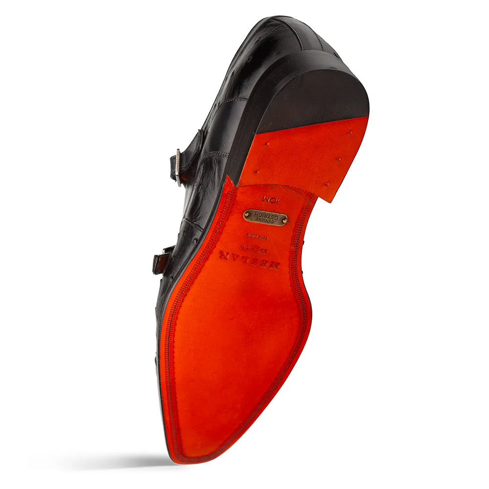 Mezlan Calf & Ostrich Double Monk Black (SX4943-S)