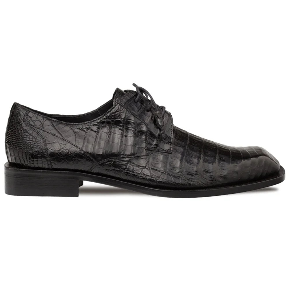 Mezlan Ugo Crocodile Square Toe Lace Up Derby Black (50200-F)