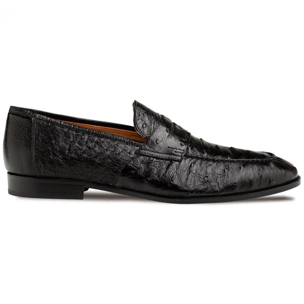 Mezlan Nogales Ostrich Penny Loafer Black (50281-S)