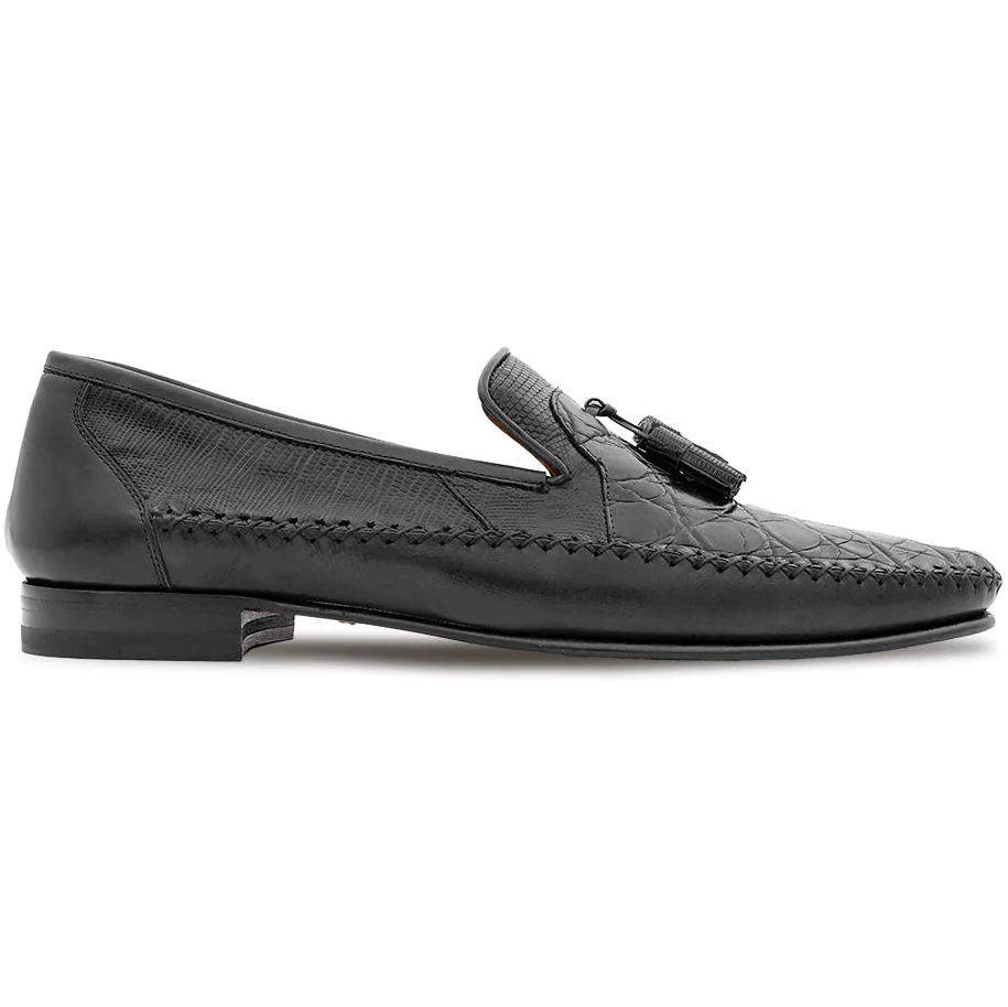 Mezlan Crocodile Tassel Moccasin Black (7394-CL)